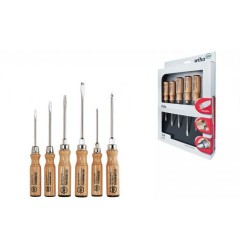Набор отверток с деревянной рукояткой для винтов со шлицем и Pozidriv 6 шт. WIHA 07150